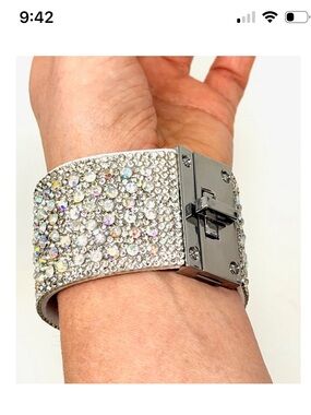 Statement Crystal Pave Wide Cuff Bracelet